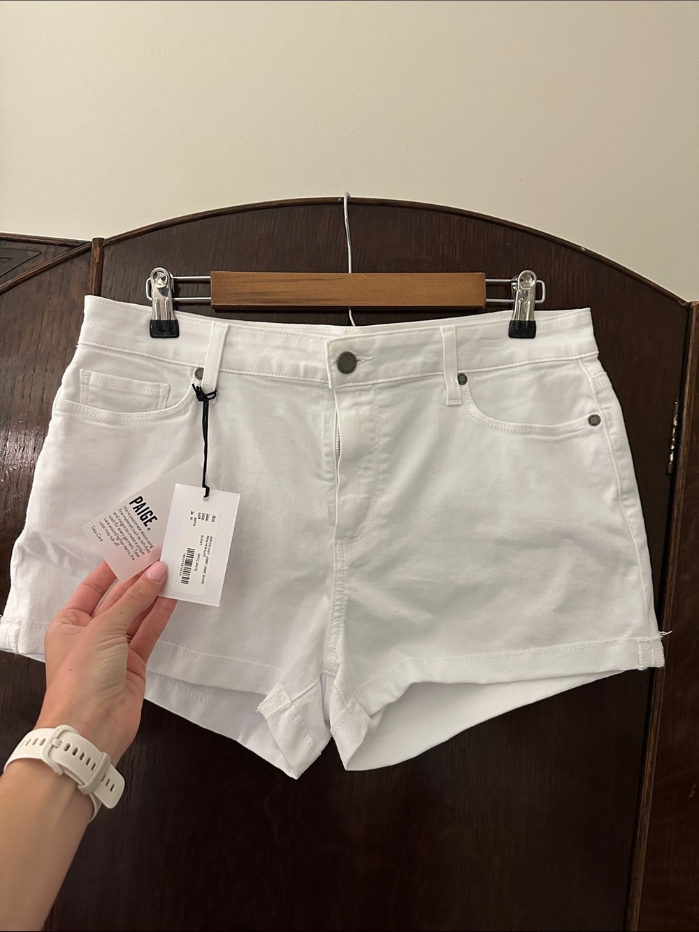 PAIGE White High-Rise Denim Cutoff Shorts